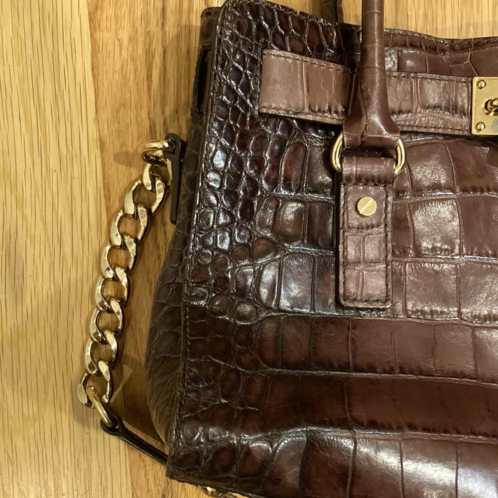 Michael Kors Brown Leather Crocodile Purse - EUC - Picture 3 of 12